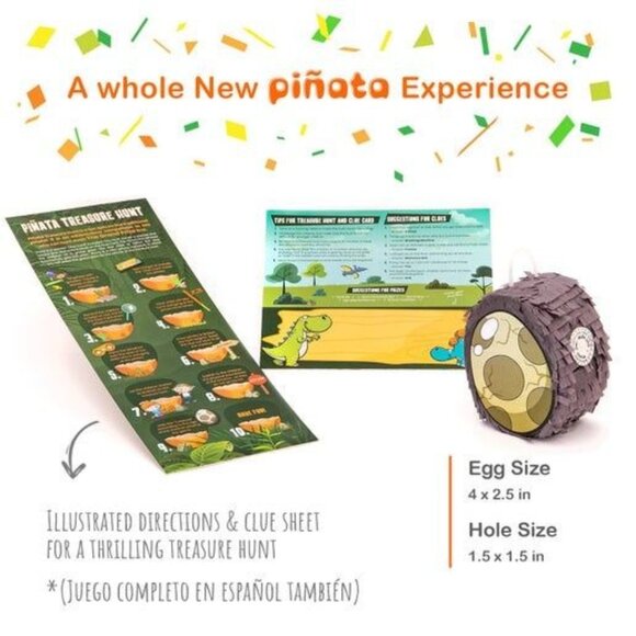 Dinosaur-Themed Piñata Treasure Hunt Game Set For Kids With Mini Piñata & Access - Picture 6 of 6